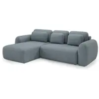 Fun-Möbel Ecksofa Schlafsofa Sofa GASTON in Stoff Puente Anthrazit Ottomane Links