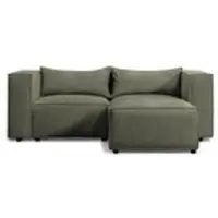 Fun-Möbel Ecksofa Designersofa NEVIO XS in Stoff Lincoln Moosgrün Ottomane Rechts