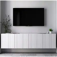 Meble Lindner TV-Wandschrank TV-Schrank Glamour TV-Schrank Elpis viertürig Modern Lindner Möbel 150cm x 37,5cm x 36,5cm Farbe: Weiß matt- Italienische Tiefmattfolie