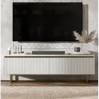 Meble Lindner TV-Ständerschrank SELENE von Lindner Möbel – zweitürig – 140 x 44 x 35 cm - Farbe: Weiß matt – Italienische Tiefmattfolie