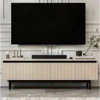 Meble Lindner TV-Lowboard SELENE von Lindner Möbel – zweitürig – 140 x 44 x 35 cm - Farbe: Kaschmir matt – Italienische Tiefmattfolie - Schwarzer Rahmen