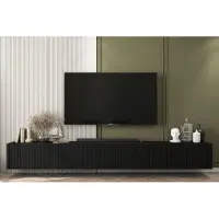 Meble Lindner TV-Wandschrank TV-Schrank Glamour Elpis Modern Lindner Möbel 300cm x 37,5cm x 36,5cm Farbe: Schwarz matt - Italienische Tiefmattfolie