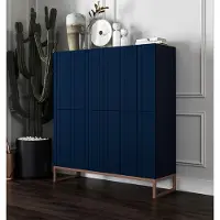 Meble Lindner Glamour Kommode TV Marineblau matt Elpis 4D Modern Lindner Möbel 112cm x 36,5cm x 126 cm Farbe: Marineblau matt - Italienische Tiefmattfolie