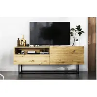 Meble Lindner TV-Schrank Enjoy TV-Lowboard Loft Style Schwarze Metall Fußgestell Modern Lindner Möbel 120cm x 46cm x 35cm Farbe: Eiche artisan matt
