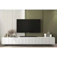 Meble Lindner TV-Wandschrank TV-Schrank Glamour Elpis Modern Lindner Möbel 300cm x 37,5cm x 36,5cm Farbe: Weiß matt- Italienische Tiefmattfolie