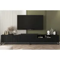 Meble Lindner 2 Stk TV-Schrank ELPIS TV+ ELPIS 2 TV Glamour Style Schwarz Metall Fußgestell Modern Lindner Möbel 300cm x 51,5cm x 36,5cm Farbe: Schwarz matt - Italienische Tiefmattfolie