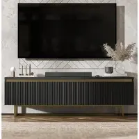 Meble Lindner TV-Ständerschrank SELENE von Lindner Möbel – zweitürig – 140 x 44 x 35 cm - Farbe: Schwarz matt – Italienische Tiefmattfolie