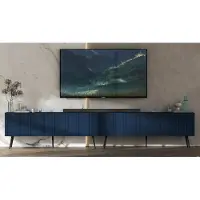 Meble Lindner 2 Stk TV-Schrank 2 x ELPIS TV Glamour Style schwarz Metallbeine Modern Lindner Möbel 300cm x 60,5cm x 36,5cm Farbe: Marineblau matt - Italienische Tie