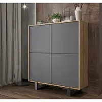 Meble Lindner Loft Kommode TV Eiche Wotan Apollo 4D Loft Style Modern Lindner Möbel Zwei Metallfüße 113 cm x 35 cm x 127 cm Farbe: Wotan Eiche matt - Graphit matt