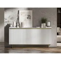 Meble Lindner Kommode RTV SELENE von Lindner Möbel – dreitürig – 166,8 x 35 x 78,4 cm Farbe: Weiß matt- Italienische Tiefmattfolie