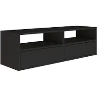 Selsey Framme – hängendes TV-Board mit zwei Klappen und offenen Ablagen, Schwarz, 100 cm