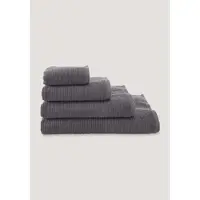 Hessnatur Frottier Handtuch Rippstruktur in anthrazit | Gr.: 70 x 140 cm
