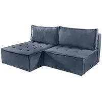 Fun-Möbel Ecksofa Schlafsofa AMALIA Stoff Raven Blau Ottomane Links
