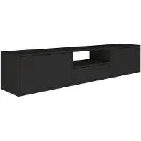 Selsey Framme – hängendes TV-Board mit drei Klappen und einer Ablage, Schwarz, 150 cm