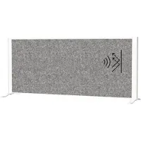 MAUL Akustik-Tischtrennwand MAULconnecto, Standfüße, B 1200 x T 40 x H 500 mm, Akustikvlies/Aluminium/Stahl, Vlies dunkelgrau/Profil weiß