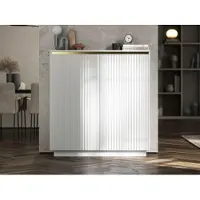 Meble Lindner Kommode TV SELENE von Lindner Möbel – zweitürig – 110,8cm x 35cm x 118cm - Farbe: Weiß matt- Italienische Tiefmattfolie