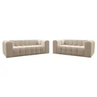 Fun-Möbel Sofaset Designersofa SOLVIE 2-3 in Stoff Tiffani Beige