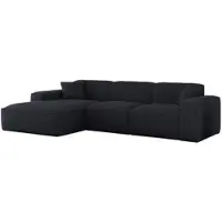 Fun-Möbel Ecksofa Designersofa CELES PREMIUM in Stoff Sven Dunkelblau Ottomane Links