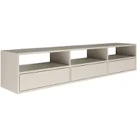 Selsey Framme – hängendes TV-Board mit drei Klappen und offenen Ablagen, Kaschmirgrau, 150 cm