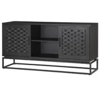 Home24 Sideboard Hult mit 2 Türen in Pappel Schwarz | Gr.: onesize