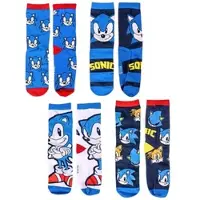 Cerdá 4er - Pack Kindersocken Sonic The Hedgehog Geschenkset mit Spardose in Blau | Gr.: 35-38