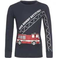 Kidsworld Langarmshirt "HIER KOMMT RETTUNG" Langarm, Basic-Passform, peppiger Druck