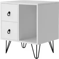 Home Nature Wohnkonzept Nachttisch modern Schublade Schlafzimmer Kommode Beistelltisch 48 cm Metall