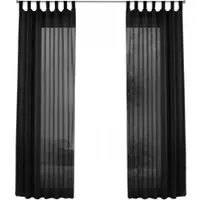 Gardinenbox SCHLAUFENGARDINEN Voile 2er Set 225x140 cm Schwarz