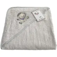 Ross Walk Frottier Kinderprogramm Löwe silbergrau Badetuch mit Kapuze 100x100 cm - grau