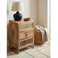 KADIMA DESIGN Nachttisch Massivholz / Metall 40x60x30 cm Nachtschrank | Gr.: onesize