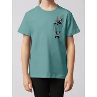 Wat? Apparel T-Shirt Pocket Pandas in Teal Monstera | Gr.: 98/104