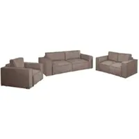 Fun-Möbel Sofaset Designersofa VAJANA 3-2-1 Stoff Tilia Beige