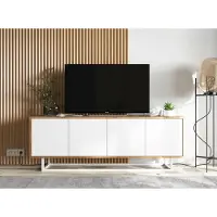 Meble Lindner TV-Schrank Fernsehschrank Apollo 2 Loft Style Viertürig Modern Lindner Möbel 150cm x 53cm x 35cm Farbe: Wotan Eiche matt - weiß matt