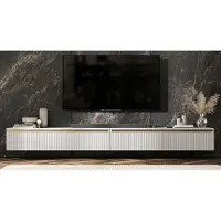 Meble Lindner TV-Wandschrank SELENE von Lindner Möbel – viertürig - 280 x 30 x 35 cm - Farbe: Weiß matt - Italienische Tiefmattfolie