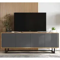 Meble Lindner TV-Schrank TV-Lowboard Apollo 2 Loft Style Viertürig Modern Lindner Möbel 150cm x 53cm x 35cm Farbe: Wotan Eiche matt - graphit matt