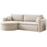 Fun-Möbel Ecksofa Schlafsofa FELIZ Stoff Quelle Creme Ottomane Links