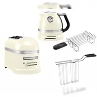 KitchenAid Frühstücks Set mit Wasserkocher, Toaster und Brötchenaufsatz Crème