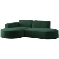 Fun-Möbel Ecksofa Designersofa PALMA XS in Stoff Noel Grün Ottomane Links