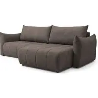 Fun-Möbel Ecksofa Schlafsofa ONTARIO in Stoff Poso Braun Ottomane Rechts
