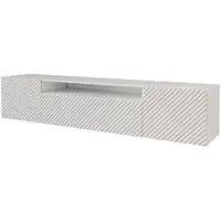 ALTDECOR TV-Schrank ZENO-W mit Gefrästen Fronten 200x40x41 Lowboard hängend, TV Möbel, TV Cabinet, Fernsehtisch, Fernsehschrank, TV Kommode, TV Tisch, TV Sideboard, TV Board - Weiß