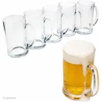 MamboCat 6x Viva Bierkrug 0,5L mit Henkel Bierhumpen 500ml Seidel Glas Pils Humpen Beer
