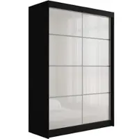 ALTDECOR Kleiderschrank mit Lacobel-Schiebetüren, kugelgelagerte Führungsschienen und Aluminium-Leisten - PEKA3 - 120 cm Schwarz / Weiß