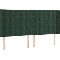 Syfax Kopfteil mit Ohren Dunkelgrün 203x16x118/128 cm Samt