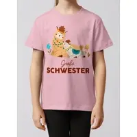 Wat? Apparel T-Shirt Lama Große Schwester in Rosa | Gr.: 122/128