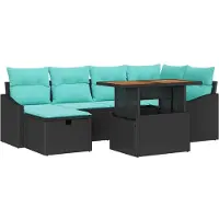 vidaXL Gartensofa-set 7 stk. Schwarz Poly-Rattan
