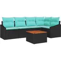 vidaXL Gartensofa-set mit Kissen 6 pcs Schwarz Poly-Rattan