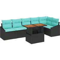 vidaXL Gartensofa-set 7 stk. 6-Sitzanzahl Schwarz und Türkis