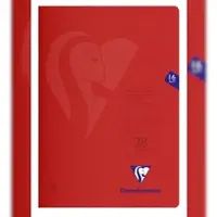 Clairefontaine 25x S'coolbook, Schulheft A4 Lineatur 28, durchgehend kariert mit Rand, 16 Blatt 90g, transparenter Umschlag aus PP, rot - 333228C