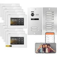 Balter EVO HD Unterputz Silber 10x7" WiFi Monitor Weiß Video Türsprechanlage Set 10 Teilnehmer