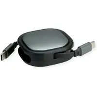 Roline USB 2.0 Aufrollbares Kabel, C-C ST/ST, schwarz, 1,2 m